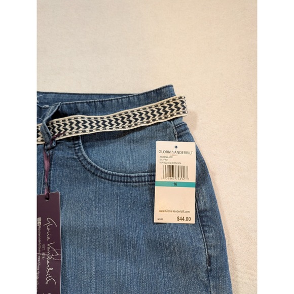 Gloria Vanderbilt MA Belted Bermuda Shorts Medium Wash Denim Women's Size 16 - Picture 4 of 7